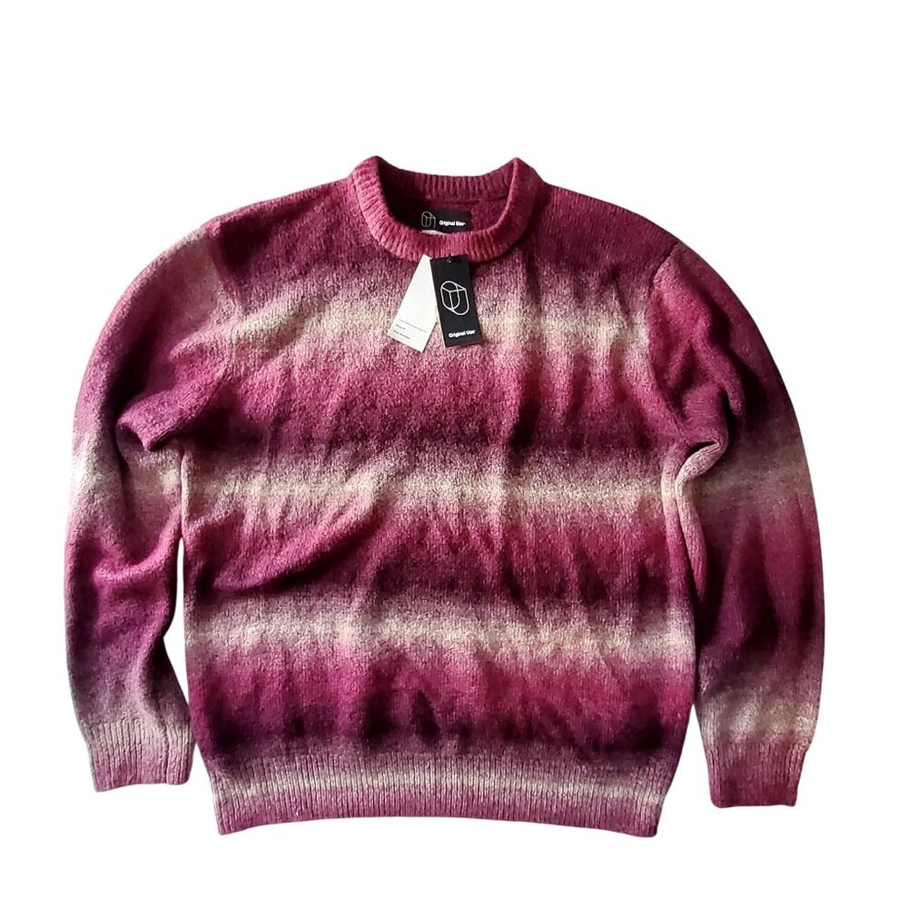 Original Use Gradient Knit Sweater Size M Purple/Brown Acrylic Blend Crew Neck